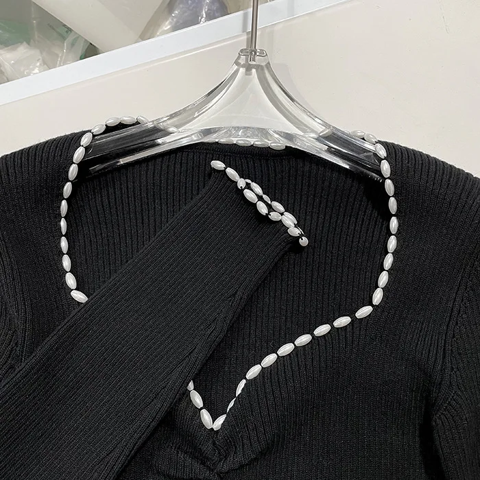 Senhora do Escritório Weiyao Algodão Preto Feminino Encolher Topos Gola Quadrada Pérola Sopro Retalhos Primavera Magro Sexy Roupas t Camisas 2022 13 Computers & Electronics