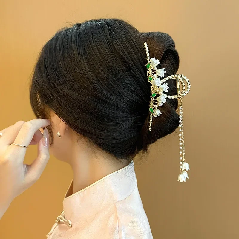 New Chinese Style, Antique Tassel Clip,Female, High-end,Shark Clip At The Back of The Head,Chinese Style Hair Clip,2024 Headwear