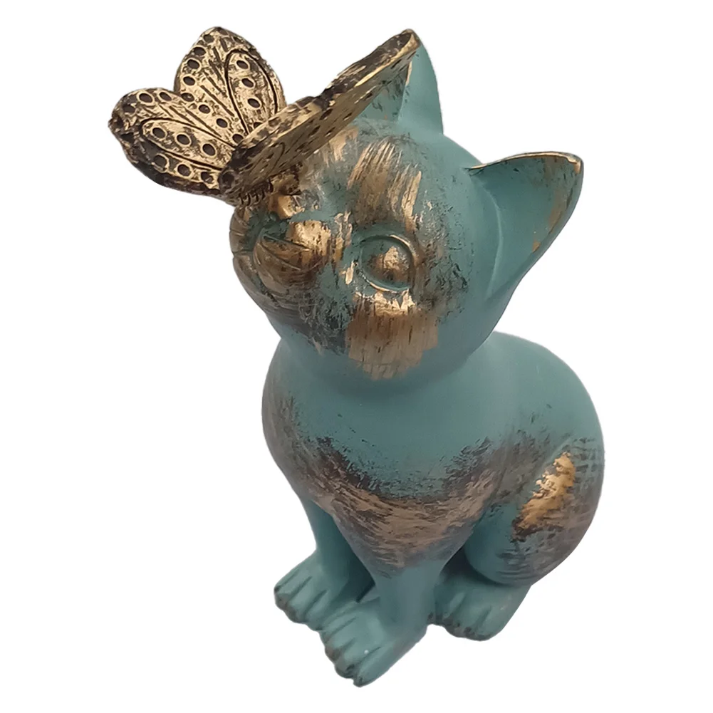 Resin Garden Animal Figurines Ornament Garden Landscape Kitten Statue Handicraft Waterproof Home Decor for Garden Yard