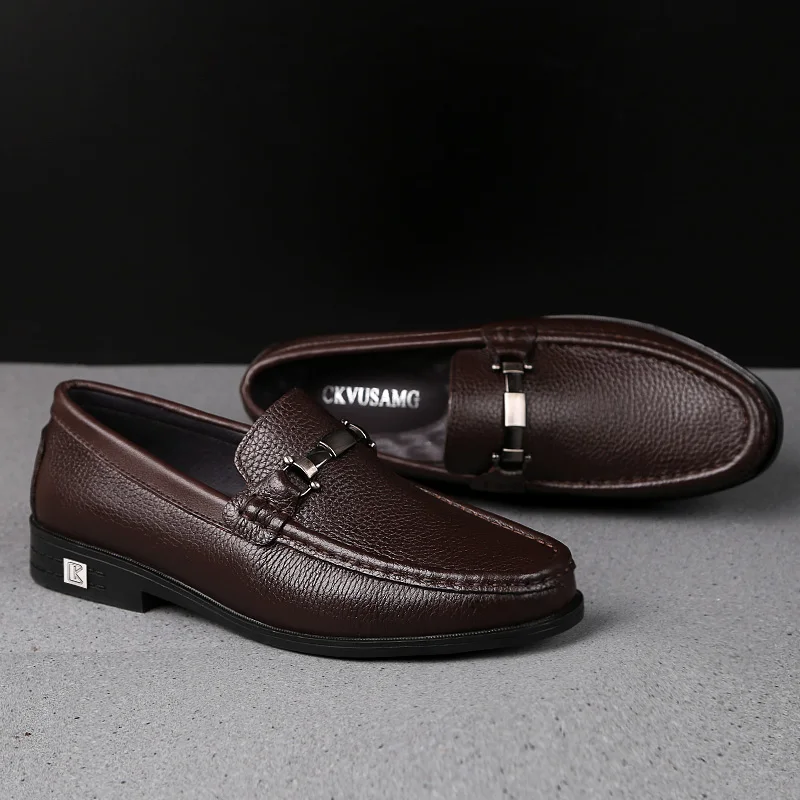 Luxury Men Casual Shoes Genuine Leather Men Loafers Handmade Slip-On Flats Leisure Walk Mocasines High Quality Man Driving Shoes 2