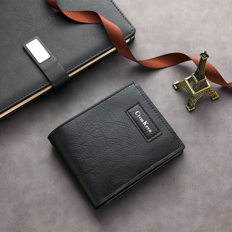 Men's Short Wallet Youth Fashion Simple Leather Wallet Large Capacity Multi-Card Slot Wallet