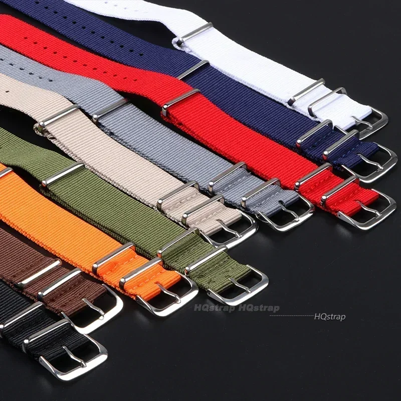 Nylon Army Sports Band - Black Watch Strap with Fabric Belt and Buckle Accessories
