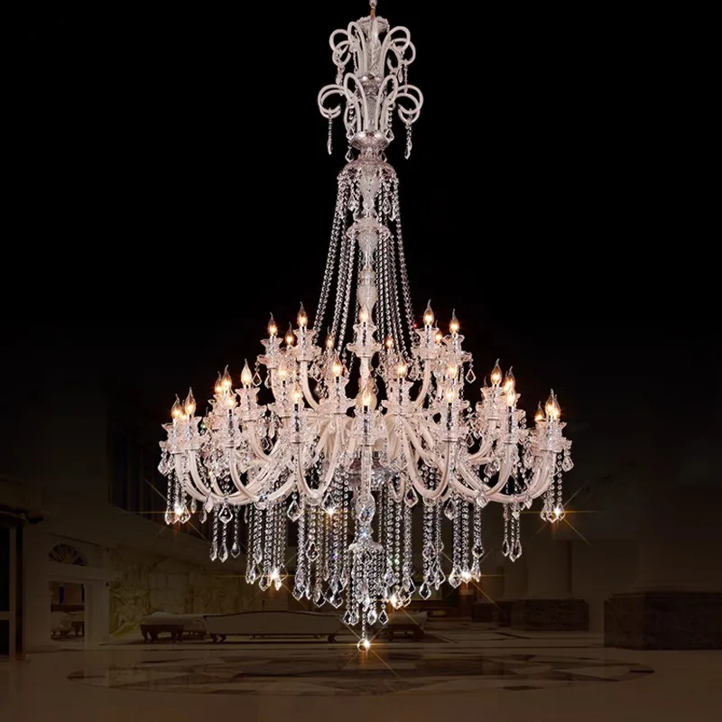 

Modern Candle Chandeliers Villa Duplex Living Room Pendant Lamps High Grade Hotel Crystal Bedroom Restaurant Led Hanging Lights