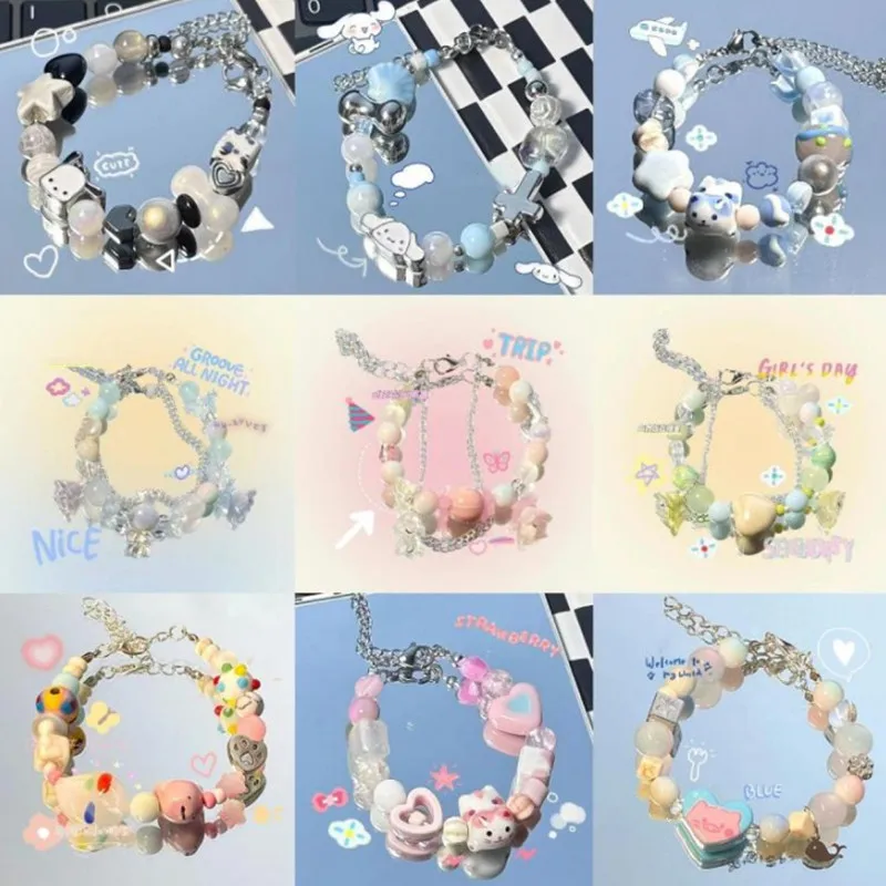 

Sanrio Anime Kuromi Bracelet Kawaii Fashion Cartoon Color Resin Girls Adjustable Bangles Student Lovers Best Friend Holiday Gift