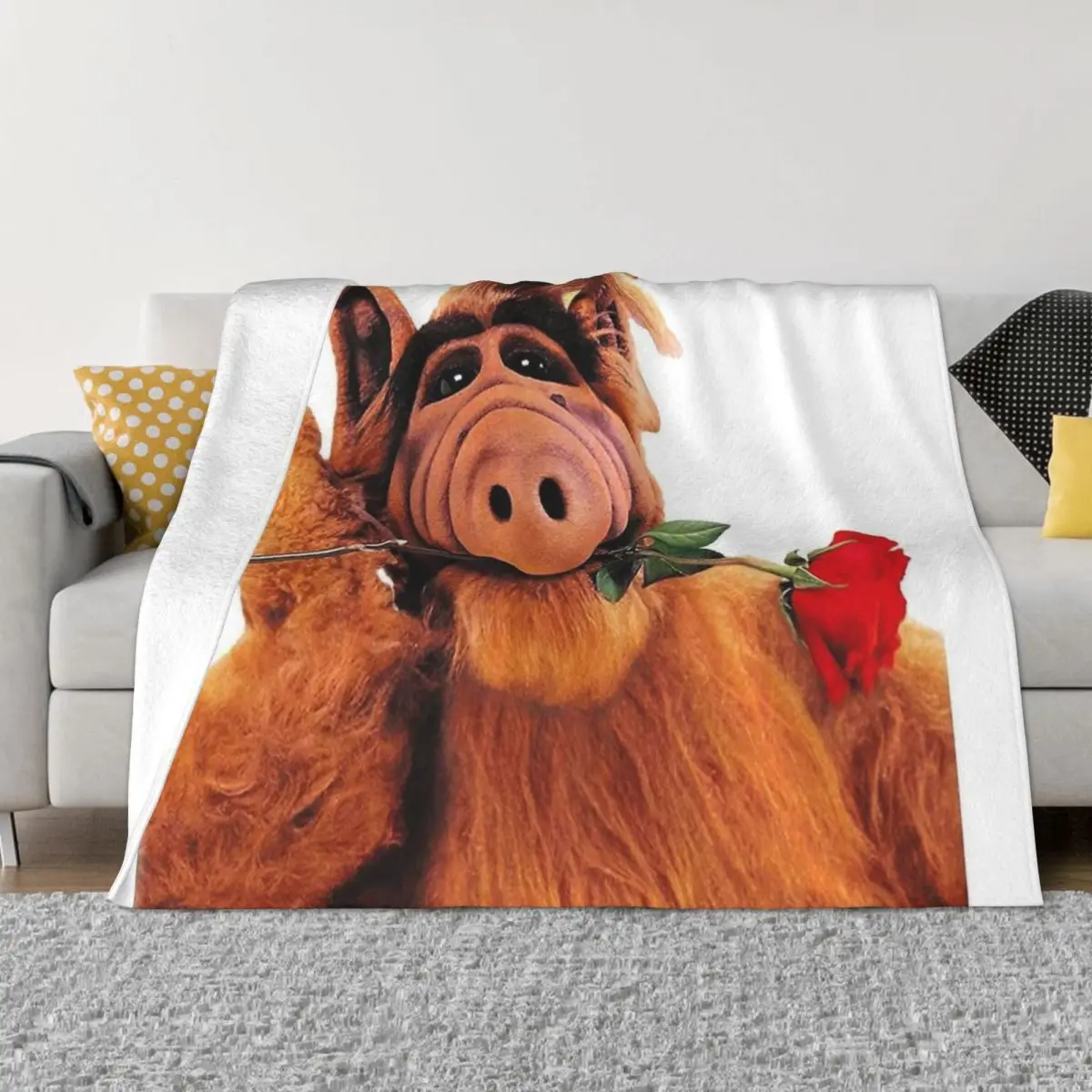 

Мультяшное одеяло Alf из сериала, Фланелевое осенне-зимнее дышащее теплое покрывало для дивана, уличный ковер