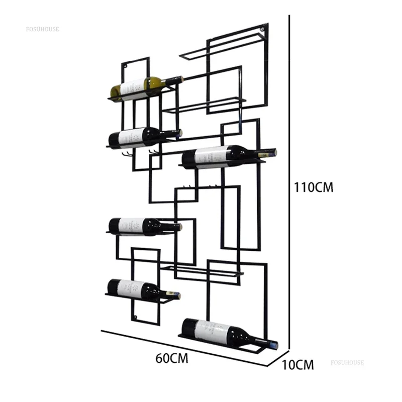 European Simple Showcase for Shop Horizontal Hanging Display Red Wine Rack Creative Metal Design Display Cabinet for Dining Room