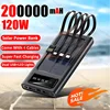 200000mAh Solar Power Bank Large Capacity Super Fast Charging Digital Display 4 Cables External Battery For iphone 16 15 Xiaomi 1
