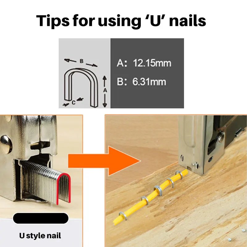 3 in 1 Stapler Nail Gun Staple Gun Nailer Upholstery Fix Furniture Tool Wood Frame Stapler Stainless Steel Hand Tool 600 pcs Nai 3