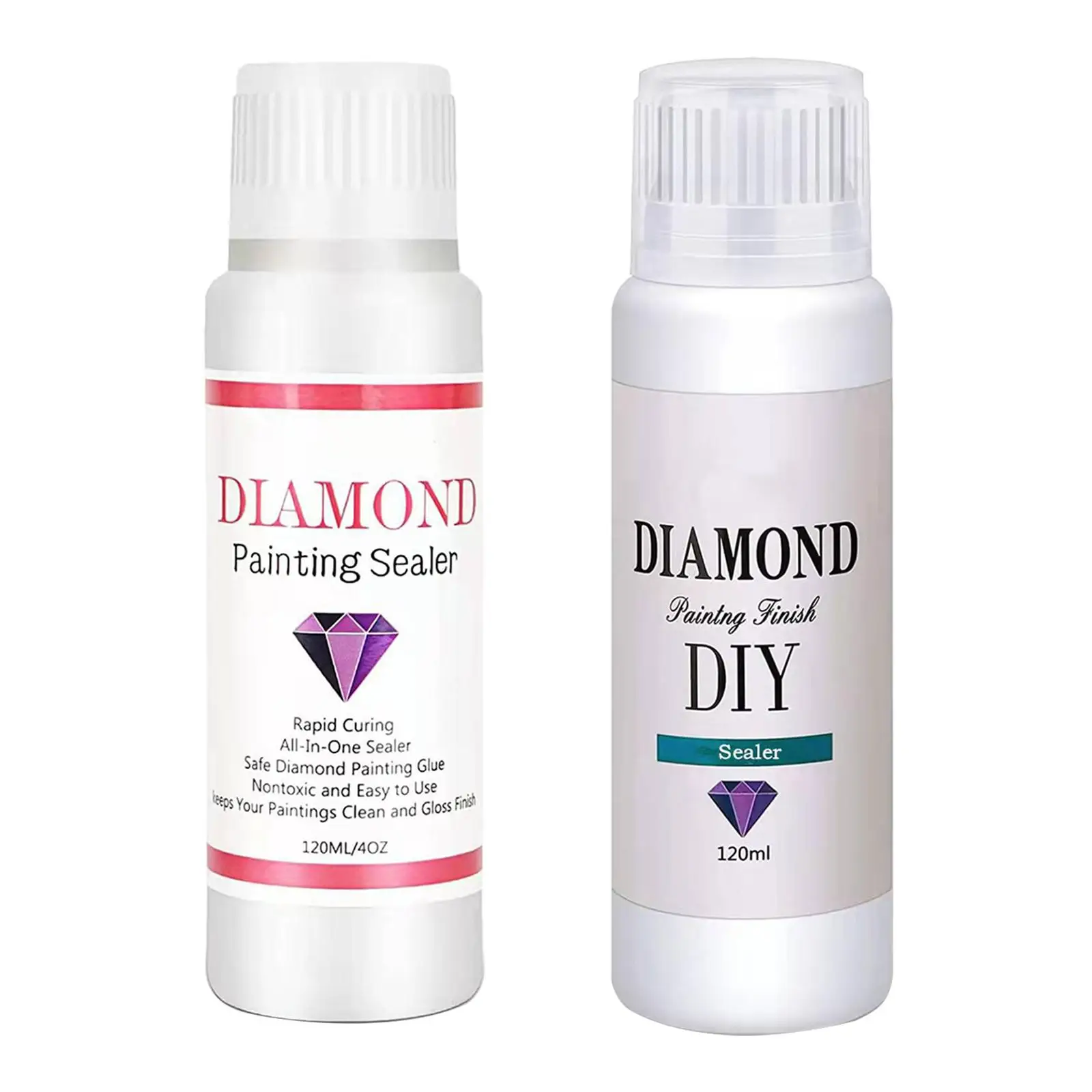  Sellador de pintura de diamante de 8.1 fl oz/8 onzas con  cepillo de silicona, sellador de arte de diamante 5D, efecto de brillo  permanente para proteger la pintura de diamantes y