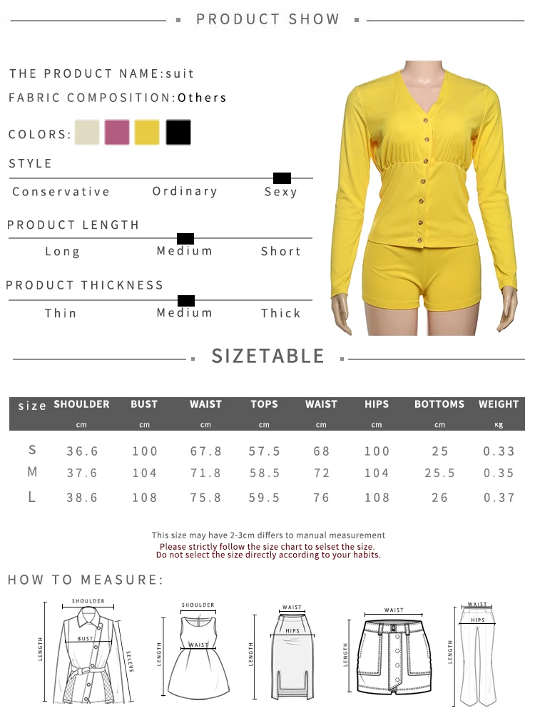 kliou Ribbed Casual Women 2 Piece Set Autumn New Full Sleeve V-neck Single Breasted Tops+Slim Shorts Mujer Daily Street Outfits