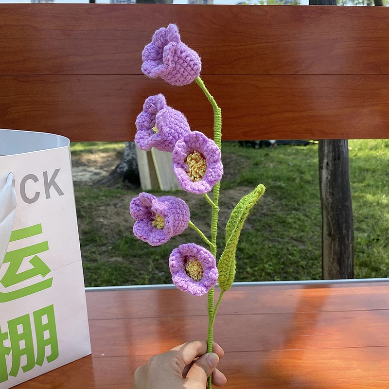 Qivine Fiori Uncinetto, 3 Pezzi Fiori Artificiali in Vaso Fatti a Mano all' uncinetto, Uncinetto Tulip Realizzati a Mano, per la Decorazione della Casa (Arancione, Rosa, Giallo