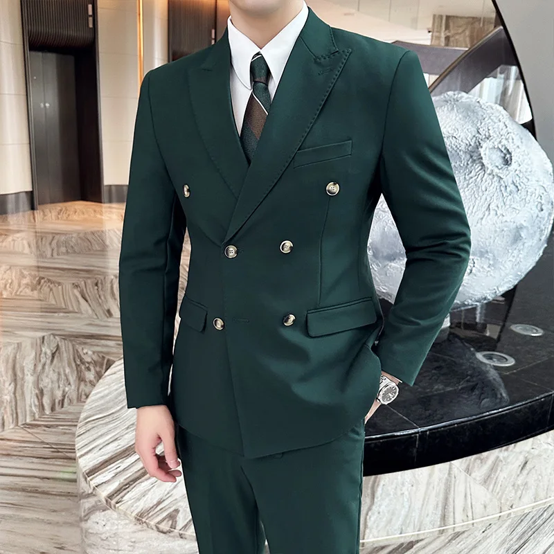 

( Jacket+Pants+Vest ) Men Wedding Suit Prom Dress Men Suit Set Slim Fit Tuxedo Male Blazer British Style Groom Clothing