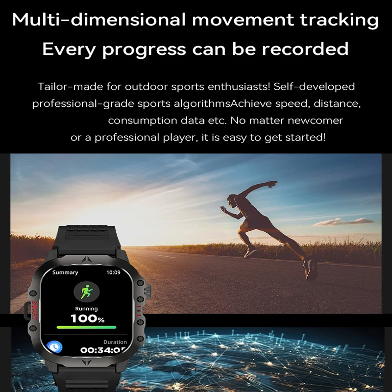 2026 New 2.01-inch AMOLED Outdoor Smart Watch NFC Heart Rate Health Monitoring IP68 Bluetooth Call LED Flashlight Smartwatches 5