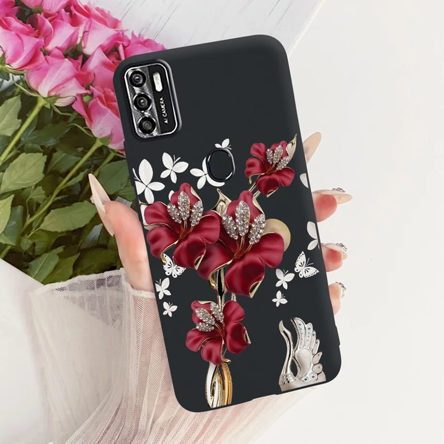 Floral Soft Black Silicone Bumper Phone Cover