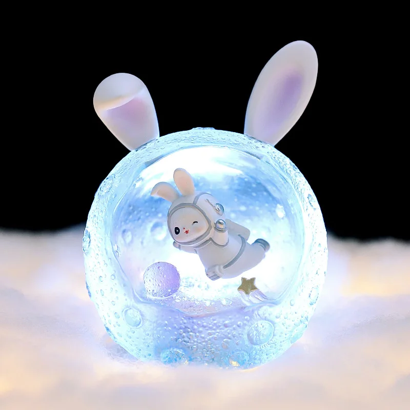 

Planet Space Rabbit Nightlight Decoration Glowing and Shining Lovely Space Rabbit Boy Bedroom Nightstand Decoration