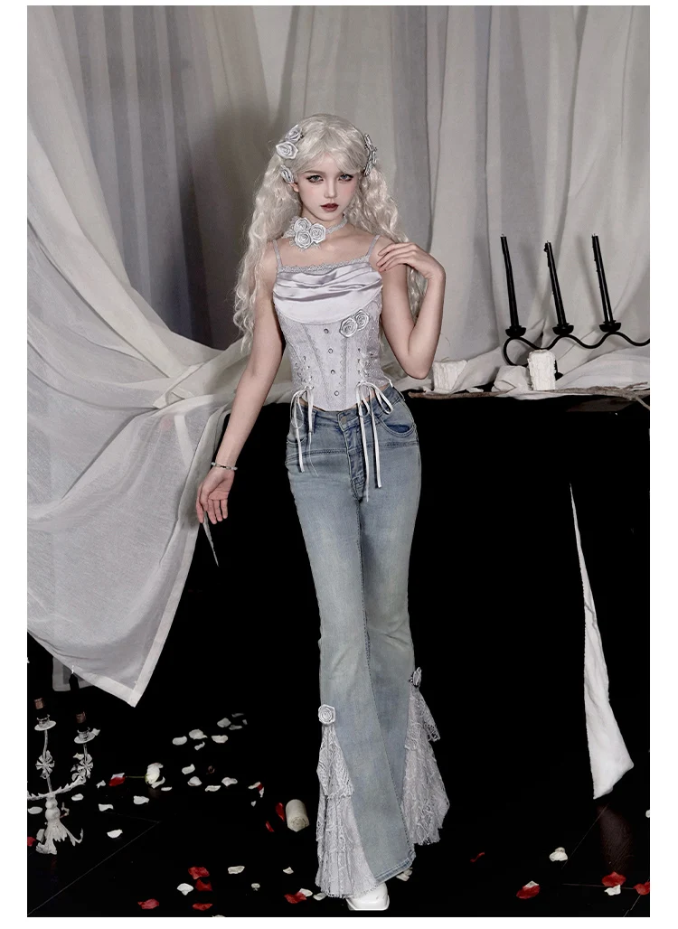 Women's Gothic Camisole Fishtail Skirt Set