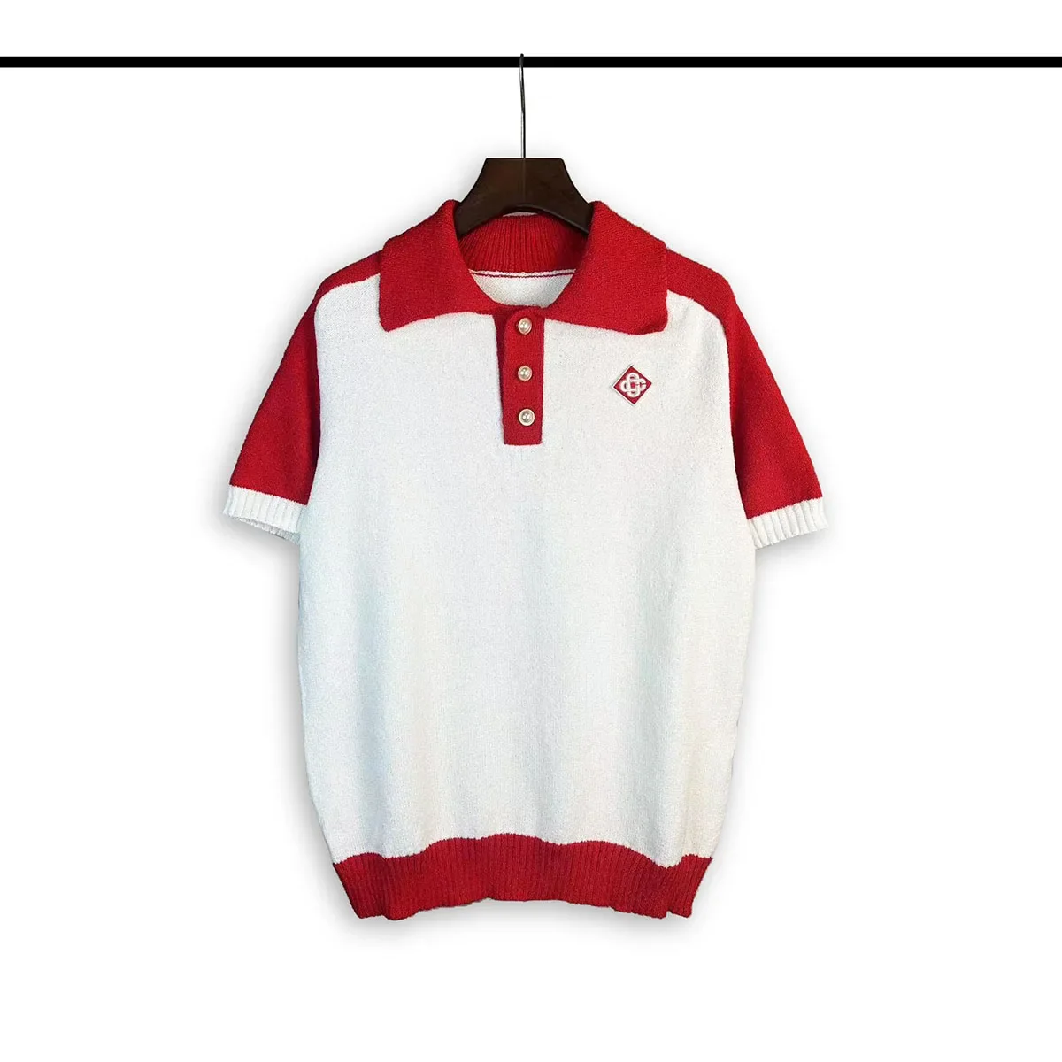 

Мужская/женская Свободная трикотажная рубашка-поло с коротким рукавом и отложным воротником