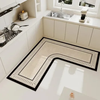 Light Luxury Simple decora tappeto da cucina tappetino morbido a forma di L antiscivolo in PVC impermeabile a prova di olio tappeto facile da pulire tappeto coded 1