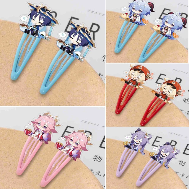 1Pair Cute Genshin Impact Kids Hair Pin Acrylic Children's Hair