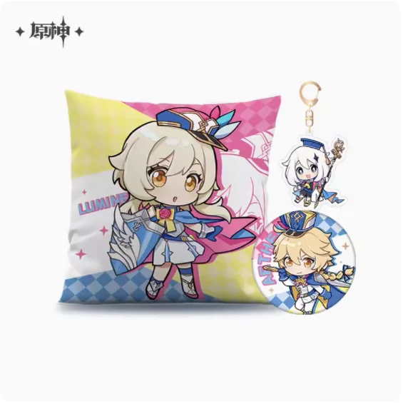 

2024 Anime Genshin Impact Paimon Lumine Aether 2023 Offline Exhibition Series Badge Pendant Throw Pillow Official Original