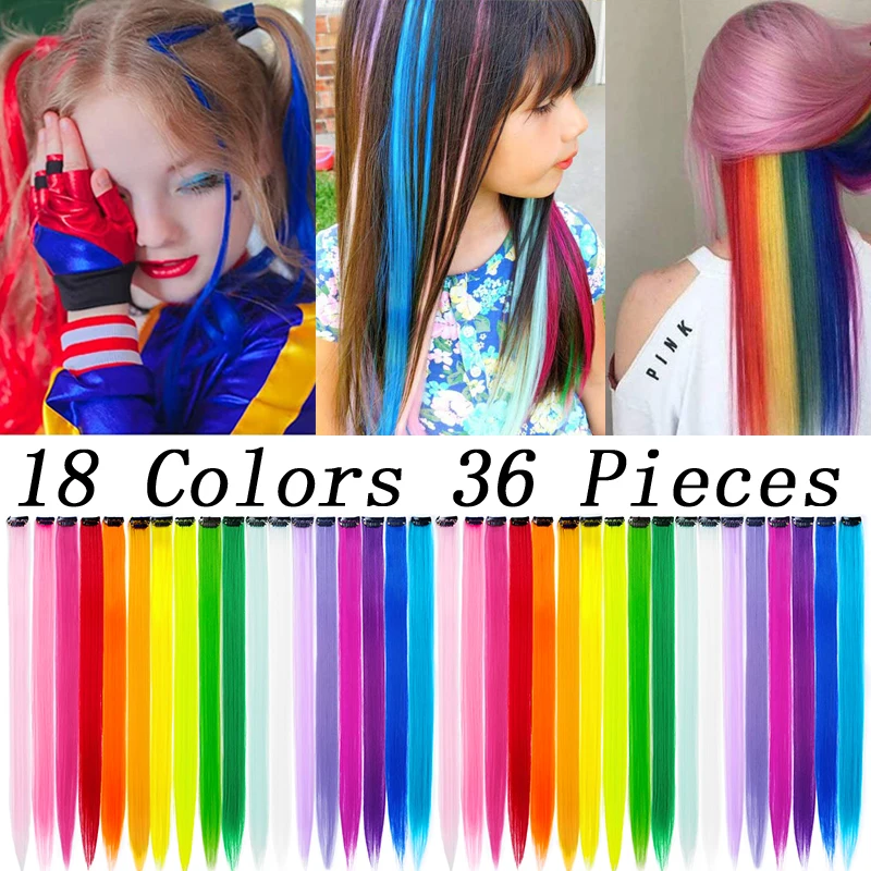 Előtérbe helyez Colorado csipesz -en haja kiterjesztések 22inch egyenesen Rainbow haja kiegészítők számára lányok csipesz ben haja Valaki Műtárgy  hairpieces