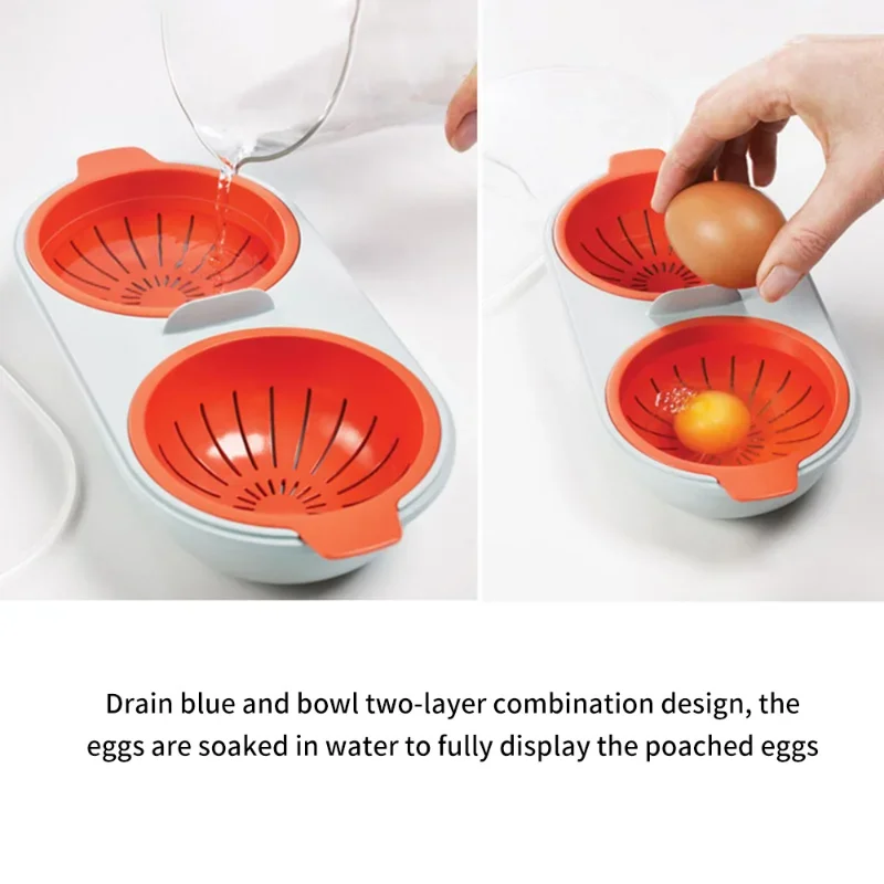 Egg Cooker Egg Boiler Mold Cup Egg Poacher Silicone Egg Poacher Egg Poacher Food Grade Pans Double Cup Egg Boiler Steam Microwave Oven Set Kitchen Cooking Tools