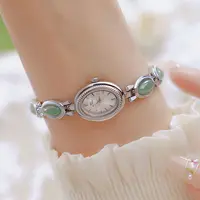 UTHAI Women's Watch Ladies Bracelet Luxury Brand Waterproof Retro Natural Dongling Stone Hotan Jade Advanced Chain Watches Gift - Image 2
