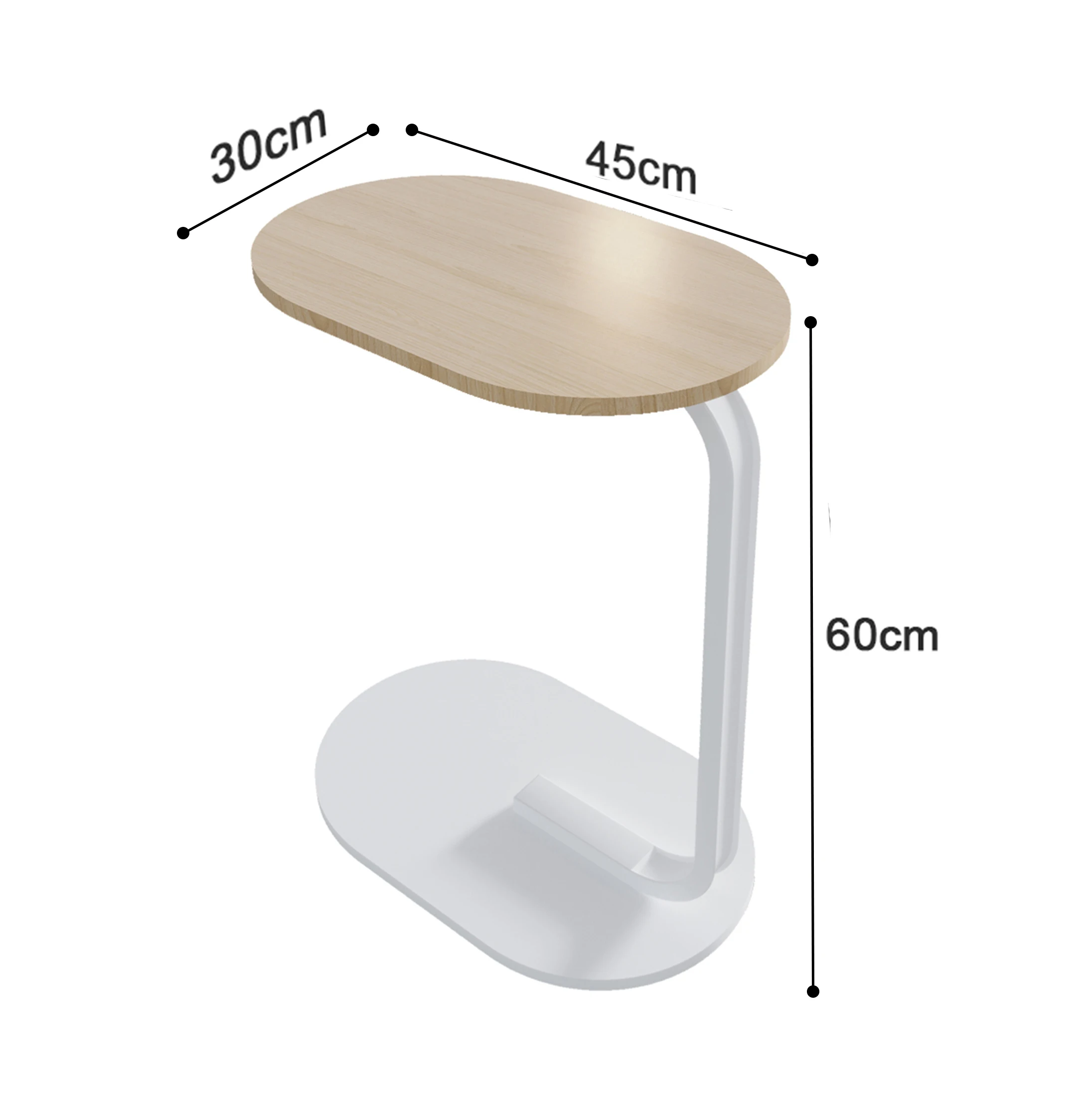 AnneFish C-Shaped Coffee Table, Sofa Side End Tabl...