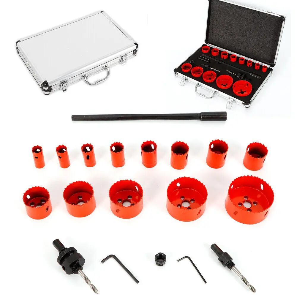 17-teiliges Lochsägen-Set HSS Bimetall-Dosenbohrer-Set mit Koffer 19–76 mm