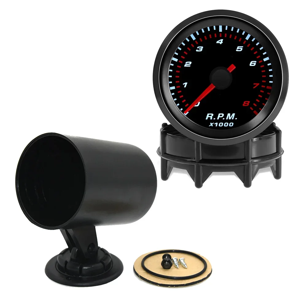52MM Smoke Lens Car Tachometer Gauge 8000RPM White Backlight Tacho Meter For 12V Gasoline Vehicle Fit 4/6/8 Cylinder tachometer gauge engine tachometer tachometer meter