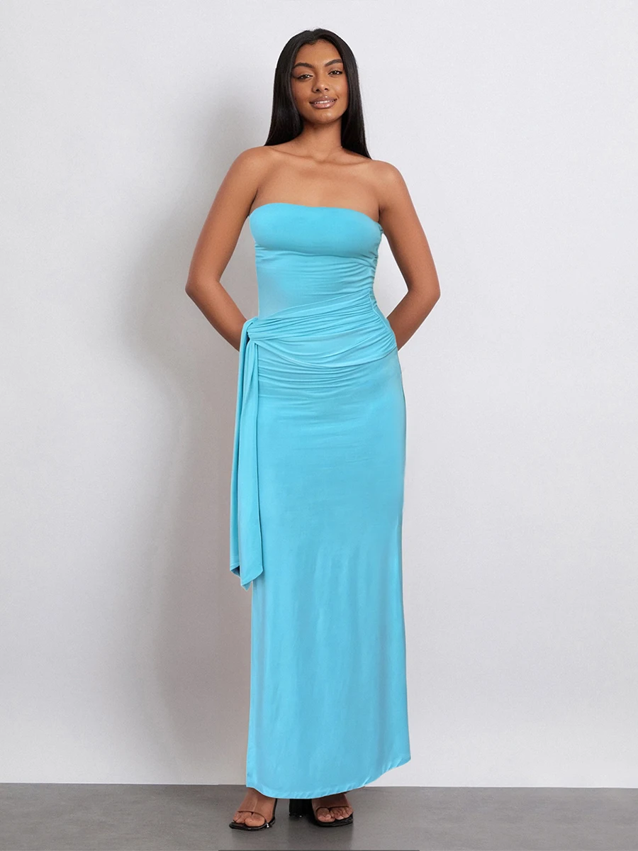 Elegant Off-Shoulder Midi Dress with Ruched Detailing and Flared Hemline for Wedding Guest Evening Event Prom