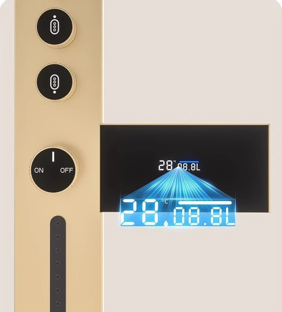 ชุดฝักบัวติดผนังพร้อมหน้าจอ LED แสดงอุณหภูมิแบบดิจิตอล แผงฝักบัวสแตนเลส 5