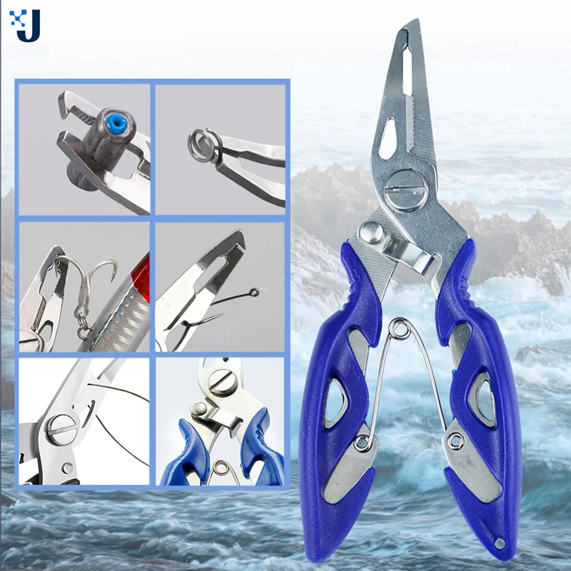 

Fishing Stainless Steel Pliers Tool Kit Scissors Hook Remover Line Cutter Split Ring Opener Lip Gripper Saltwater Resistant