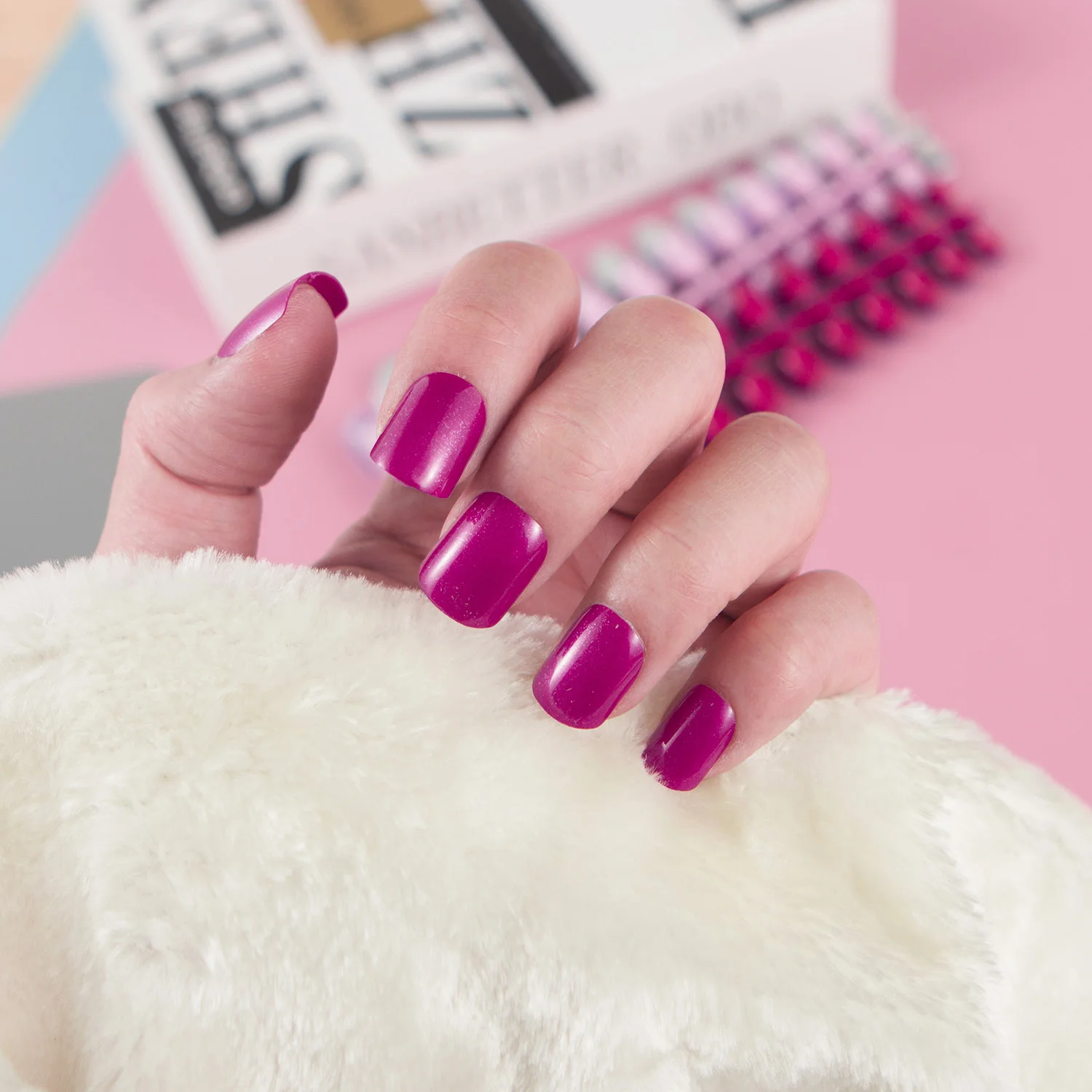 False Nails Set Short Full Cover Square Fake Nails Multicolor_voghion.com