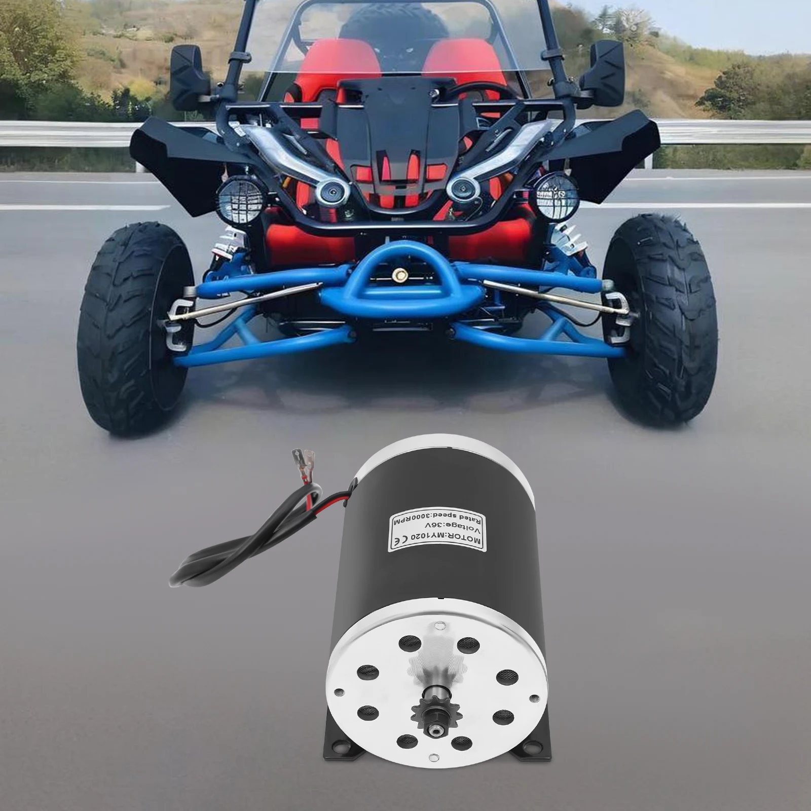 1000W 36V Brushed Motor High Torque Electric Go Kart Motor 11T Chain Sprocket 3000RPM for Electric Bicycle Scooter ATV Bike
