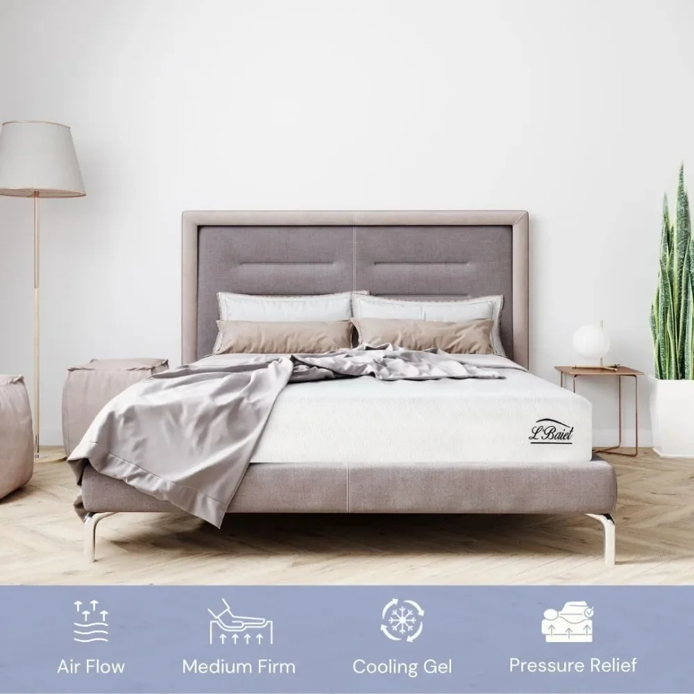 10” Gel Memory Foam Mattress, Twin Size/Bed in a Box/Medium Firm/Breathable Cooling-Gel Comfort Technology/Pressure Relief 3
