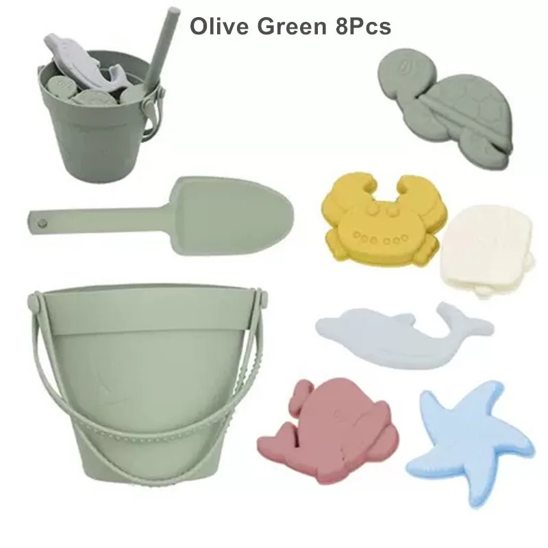 Set di giochi da spiaggia in silicone per bambini con secchiello_voghion.com