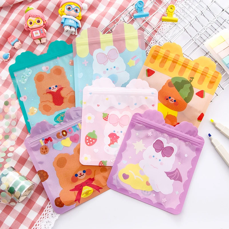 5pcs Food Ziplock Bag Cute Rabbit Bear Candy Cookie Packaging Bags Wedding Birthday Party Decorations Gift Wrapping Supplies