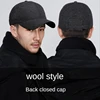 2-pack Winter Hat Big Head Size Baseball Cap for Men Thick Wool Fitted Closure Trucker Hat Keep Warm Windproof Solid Color 1