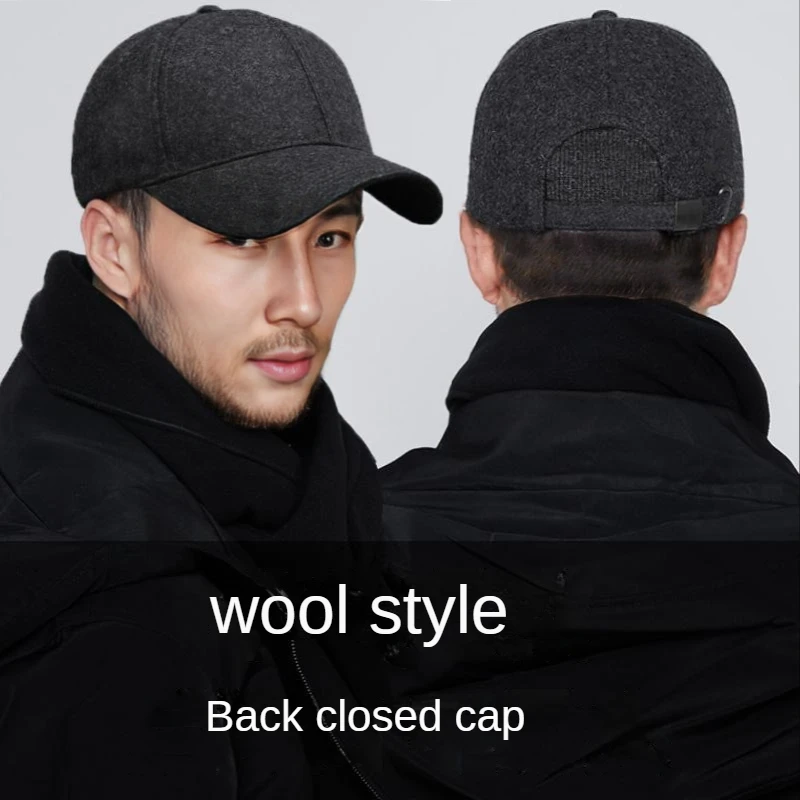 2023 Winter Hat Big Head Size Baseball Cap for Men Thick Wool Fitted