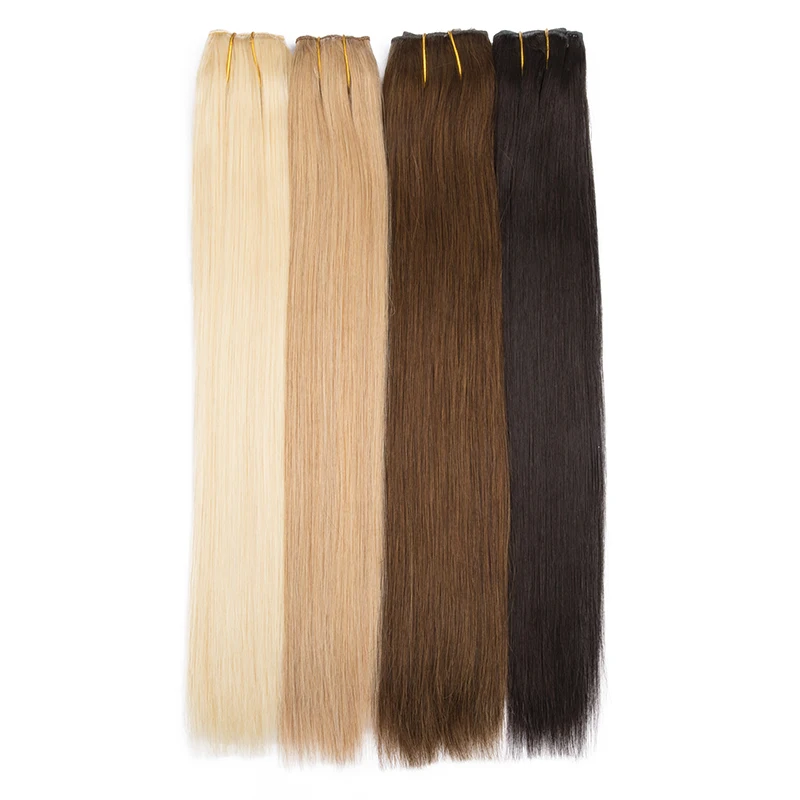 Clip In Human Hair Extensions 100% Human Remy Fusion Hair Clip In One Piece 10Inches With 5 Clips 70G Straight Natural Color #1B