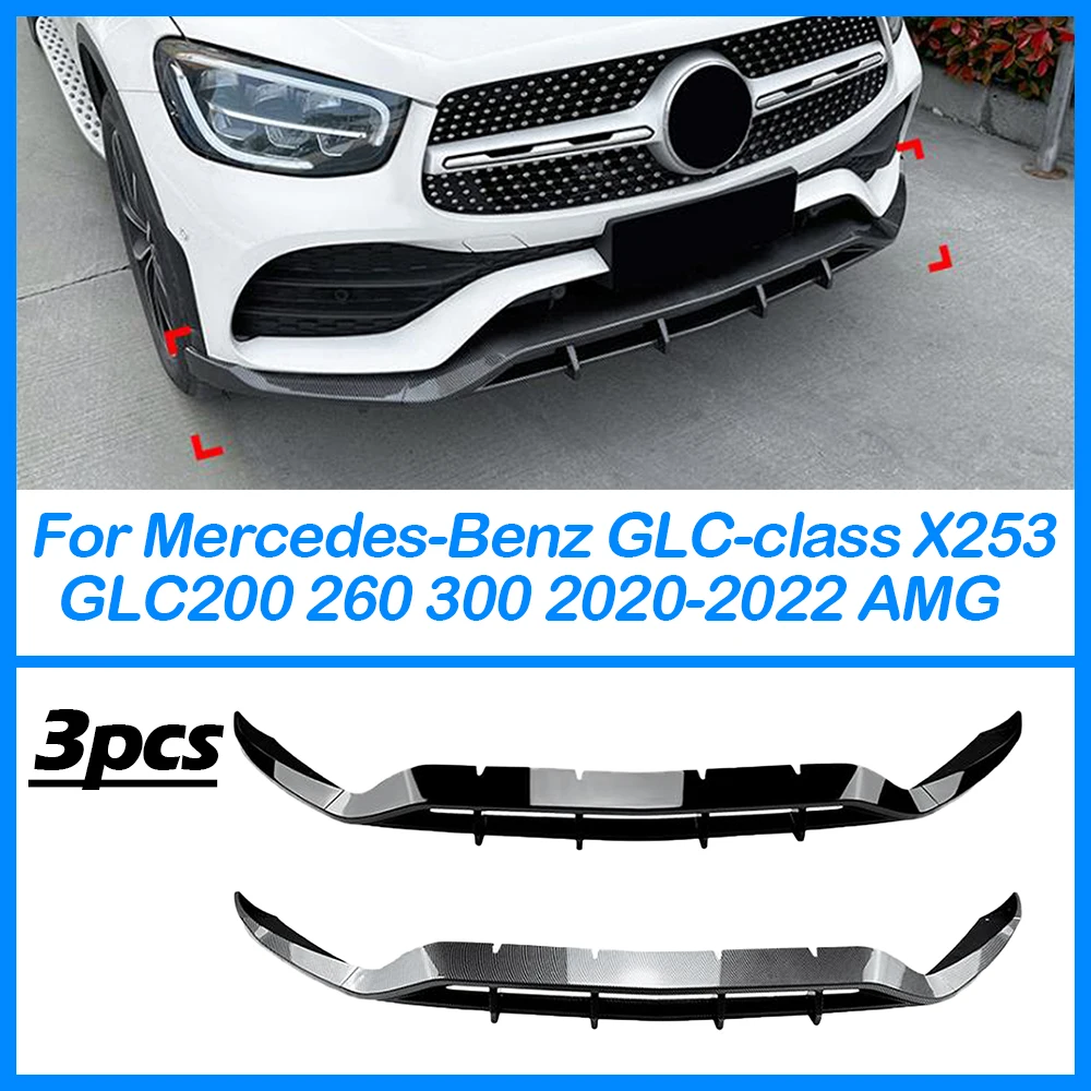 

For Mercedes-Benz GLC-class X253 GLC200 260 300 20-22 AMG Car Front Bumper Lip Body Kit Spoiler Splitter Anterior Chin Diffuser