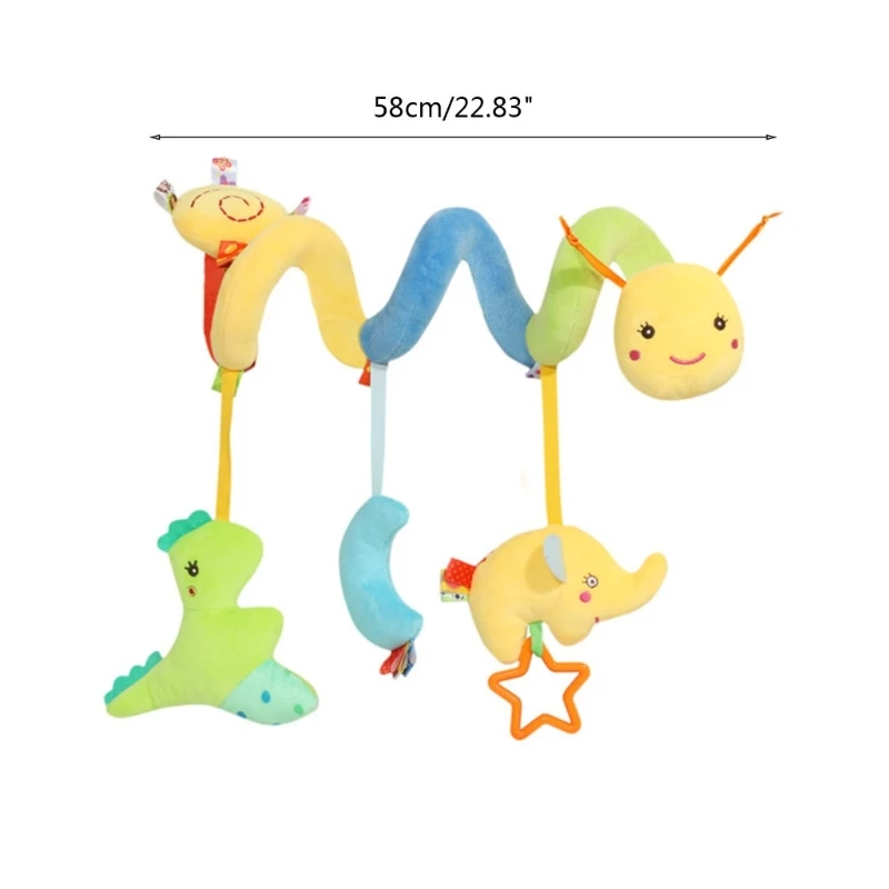 Baby Crib Hanging Rattles Infant Toy Around Cot Bed Worm Cartoon Animal Spiral Toy for Car Seats Stroller images - 6