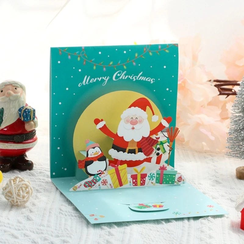 

3D Pop-Up Greeting Card for Girl Kids Wife Husband Christmas Cards Business F0T4