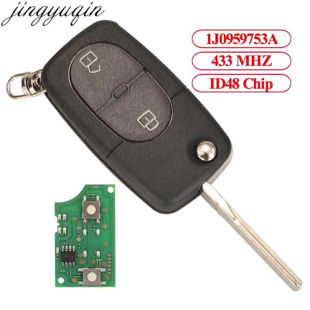 Jingyuqin Muslimremote Car Key Alarm 433Mhz Id48 Chip Per Volkswagen Vw Golf Jetta Passat Beetle Mk4 2 Pulsanti Fob