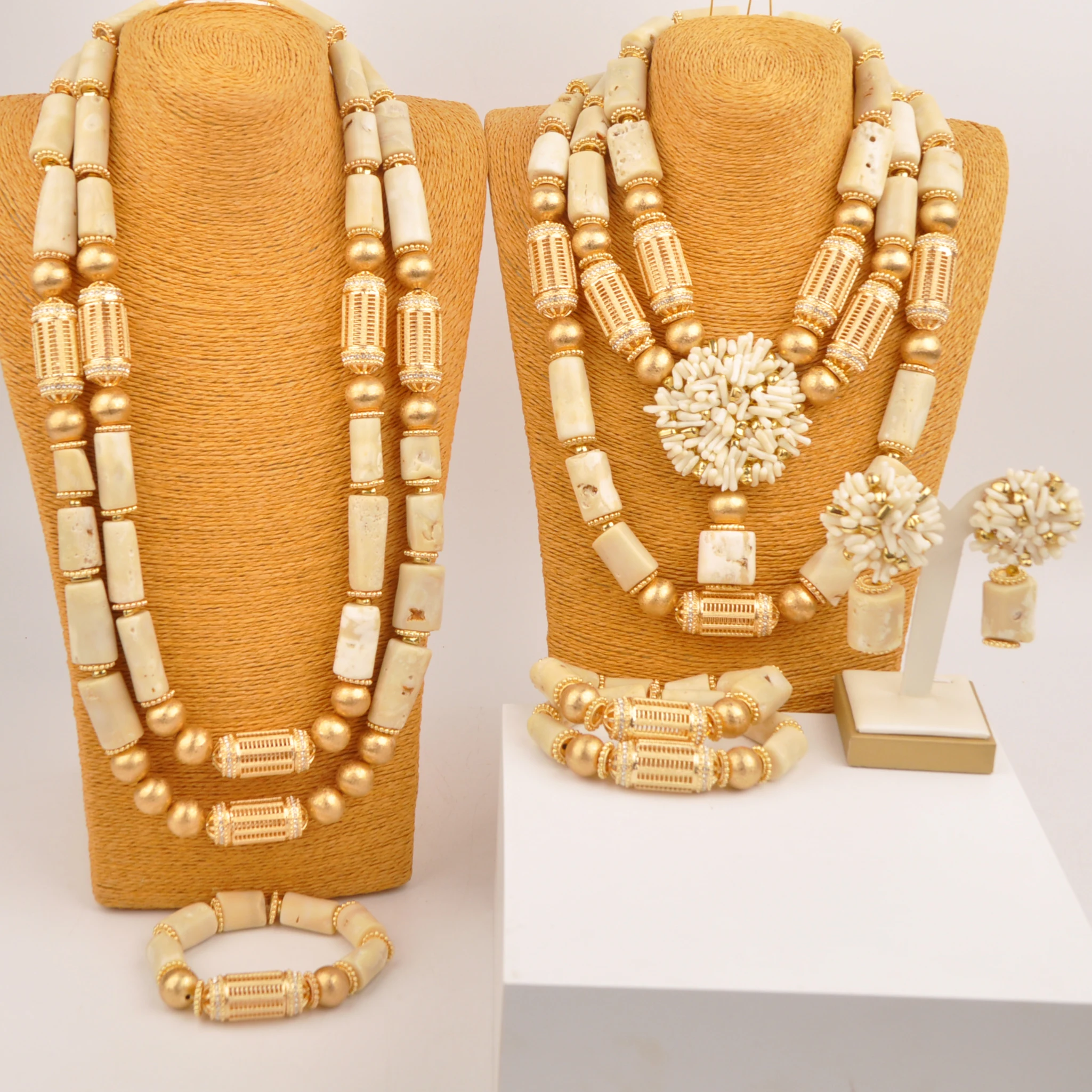 

Nigerian Bride Wedding Jewelry Natural White Coral Jewelry Set