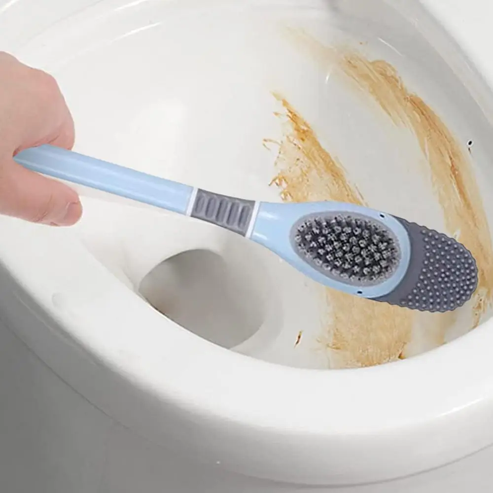 Description Picture 2 of itemUpgrade Silicone Diving Duck Toilet Brush Flat Head Soft Bristles Brush with Holder Flexible No Dead Wc Cleaner Brush Bathroom