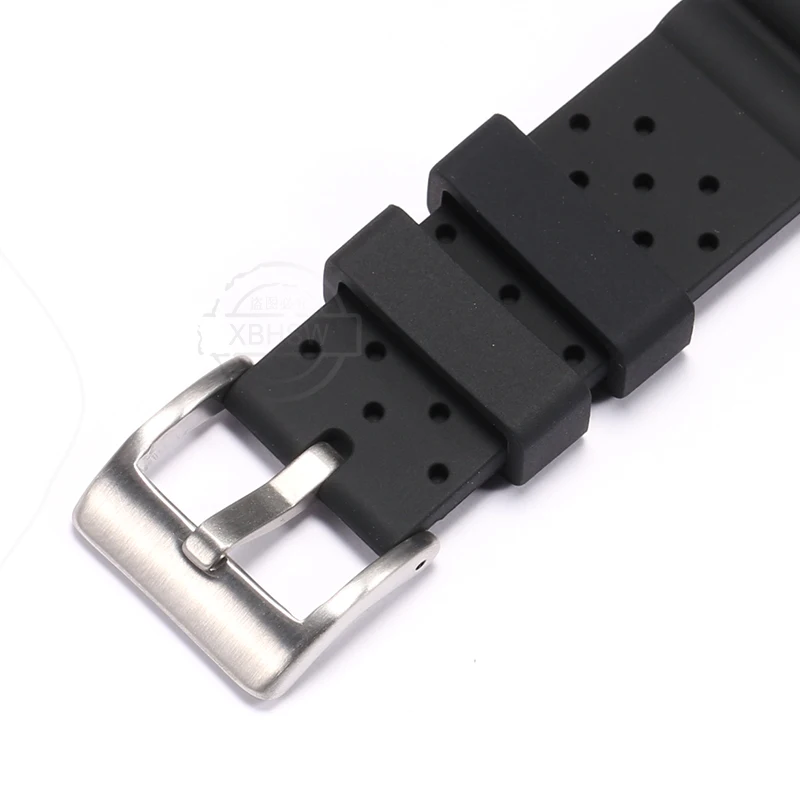 Men's Soft Silicone Sport Watch Band - Waterproof Rubber Strap with Steel Loop Bracelet