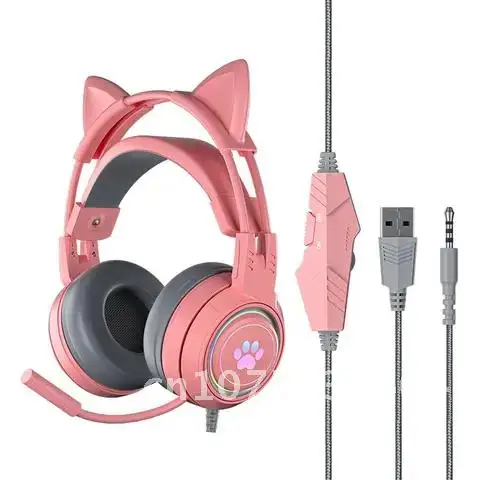 

Detachable Cat Ear Luminous G25 Gaming Headphone For PS4 PS5 PC Computer Stereo Noise Cancelling Wired Gamer Headset with Mic