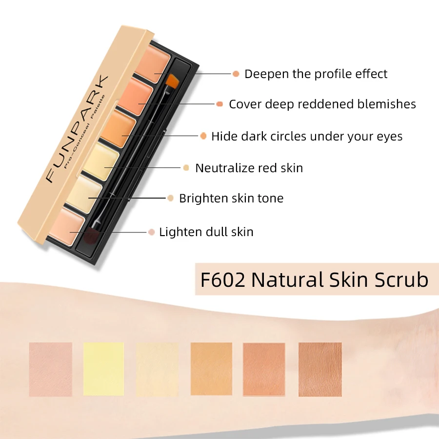 6-color Concealer Blush Palette Cream Matte Highight Contour Makeup  Eyeshadow Base Palette with Brush Covering For Dark Circles 6